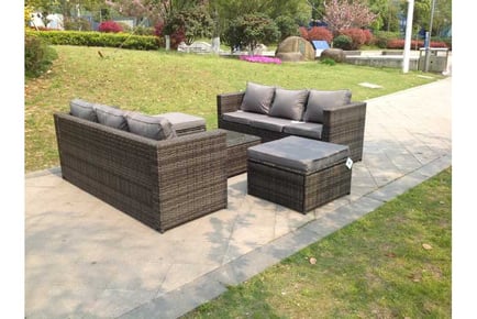 PE Rattan Sofa Set Coffee Table Stool