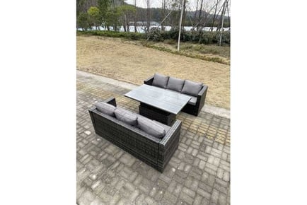 PE Rattan Sofa Set Rising Dining Table