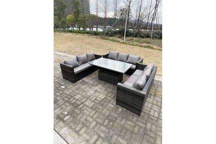 PE Rattan Sofa Set Rising Dining Table