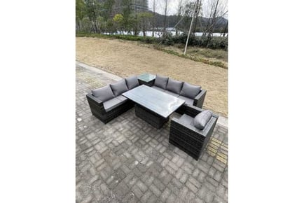 PE Rattan Sofa Set Rising Table Chair