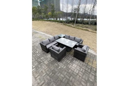 PE Rattan Sofa Set Rising Table Chair