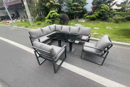 Aluminum 8-Seater Sofa Set Rising Table