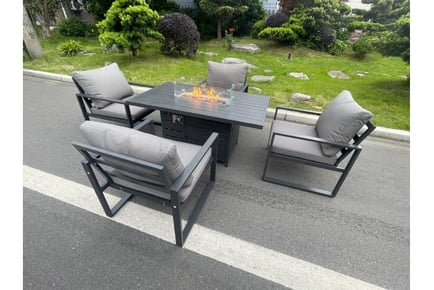 Aluminum 4-Seater Garden Firepit Table
