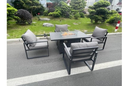 Aluminum 4-Seater Garden Firepit Table