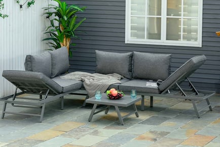 Outdoor Convertible Garden Furniture Set with Table in Grey