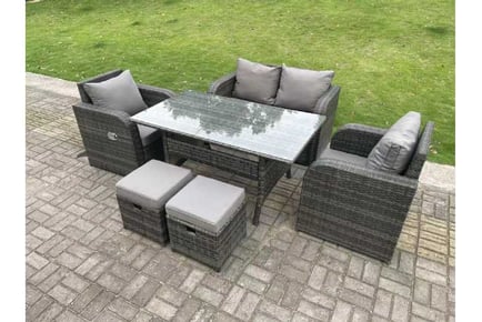 6-Seater Rattan Reclining Garden Set