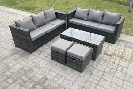 PE Rattan Sofa Set Coffee Table Stools