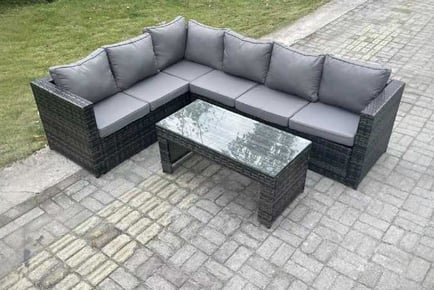 6-Seater Rattan Corner Sofa Coffee Table