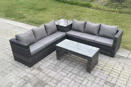 6-Seater Rattan Sofa Set Coffee Table