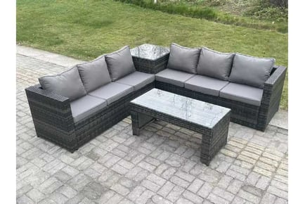 6-Seater Rattan Sofa Set Coffee Table