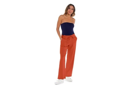 Women's Ribbed Linen Casual Trousers in 9 Sizes and 4 Colours