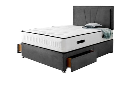 Charcoal Divan Bed Set in 5 Sizes and Drawer Options