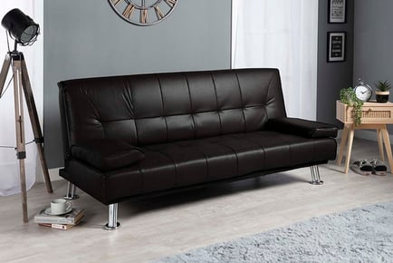 Avon Bonded Leather 3-Seater Sofa Bed, Black