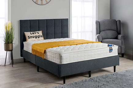 Grey Linen Bed & Headboard in 2 Sizes and 3 Mattress Options