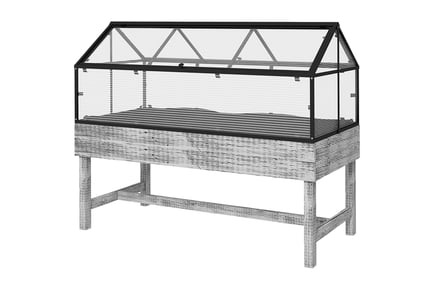 Raised Garden Bed with Mini Greenhouse - Distressed Grey