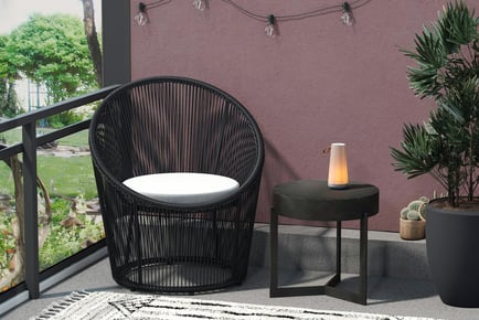Resin Wicker Outdoor Lounge Chair in Black and Light Grey