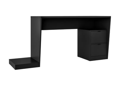 Black Gamer Desk with Storage Cabinet