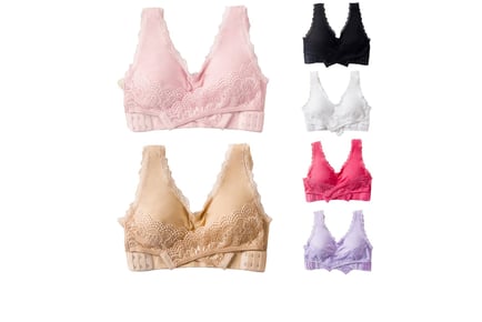 Wireless Lace Sports Bra with Buckles in 6 Sizes & Colours