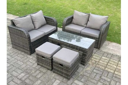 6-Seater Loveseat Sofa Set Stools Table