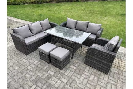 9-Seater PE Rattan Sofa Set Dining Table