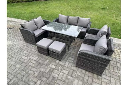 9-Seater PE Rattan Reclining Garden Set