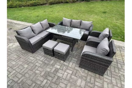 10-Seater PE Rattan Reclining Garden Set