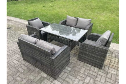 6-Seater PE Rattan Reclining Garden Set