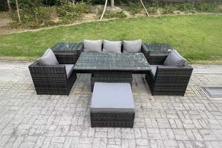 6-Seater PE Rattan Sofa Set Rising Table