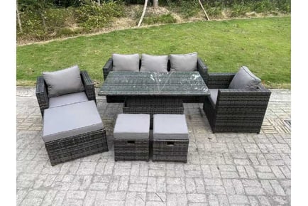 8-Seater Rattan Garden Set Rising Table