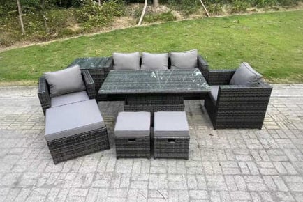 8-Seater PE Rattan Sofa Set Rising Table