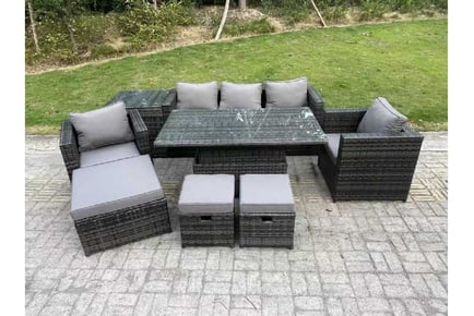 8-Seater PE Rattan Sofa Set Rising Table