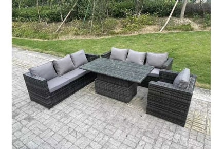 7-Seater PE Rattan Sofa Set Rising Table