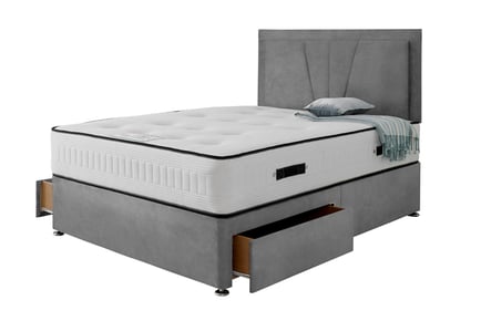 Canterbury Grey Premium Divan Bed Set With Headboard & Mattress!