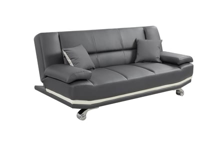 BLACK: A 3-Seater Leather Sofa Bed with Click-Clack System