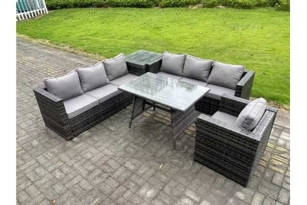 7-Seater Garden Dining Set Chair Table