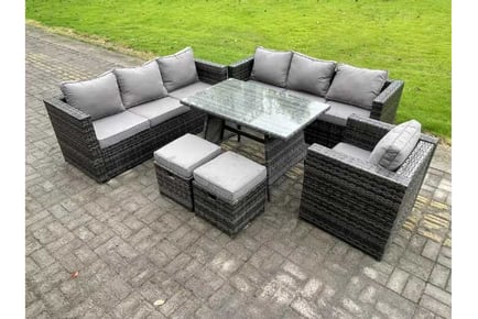 9-Seater PE Rattan Garden Dining Set