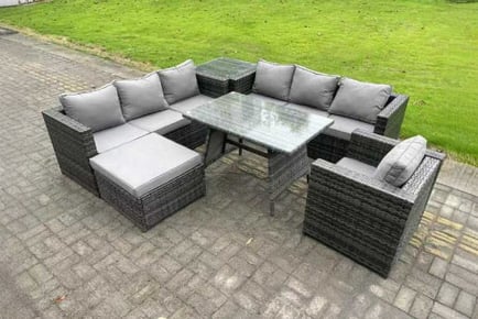 8-Seater Rattan Garden Sofa Dining Set