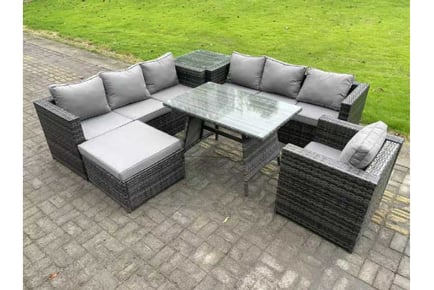 8-Seater Rattan Garden Sofa Dining Set