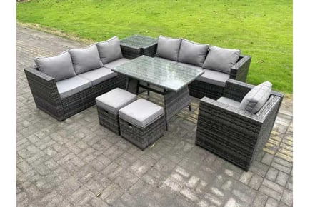 9-Seater Rattan Garden Sofa Dining Set