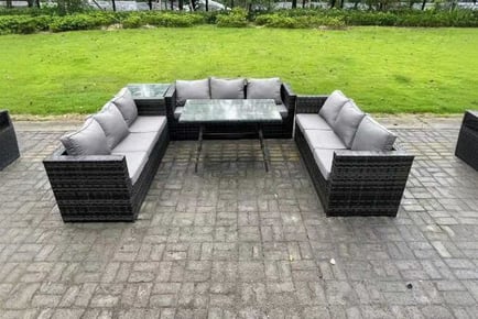 U Shape 9 Seats Rattan Garden Dining Set