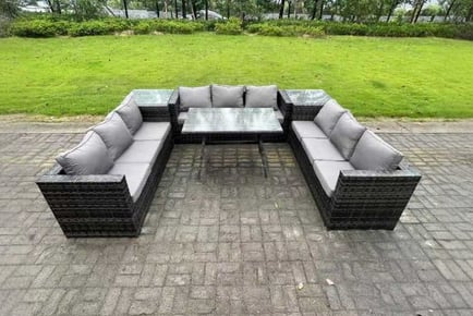 9 Seats U Shape Rattan Garden Dining Set