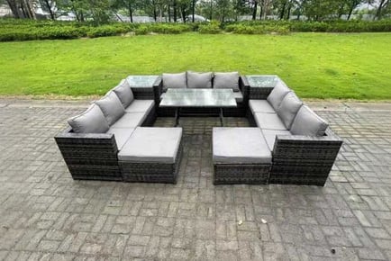 PE Rattan Garden 11-Seater Dining Set