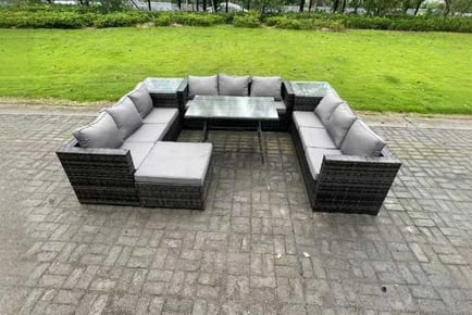 PE Rattan Garden 10-Seater Dining Set