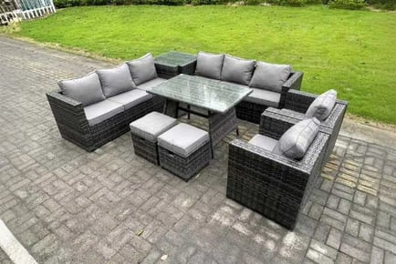 10-Seater Rattan Garden Sofa Dining Set