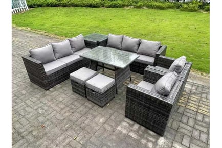 10-Seater Rattan Garden Sofa Dining Set