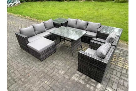 Rattan Garden Sofa 9-Seater Dining Set