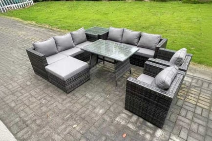 9-Seater Rattan Garden Sofa Dining Set