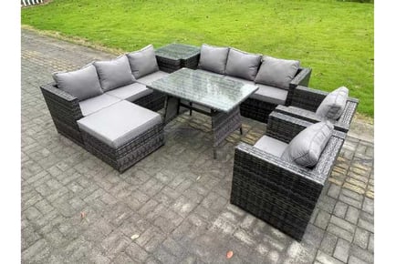 9-Seater Rattan Garden Sofa Dining Set