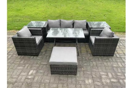 6-Seater Rattan Garden Sofa Dining Set