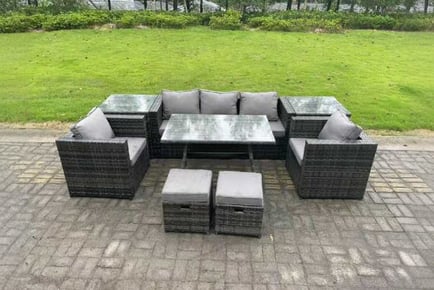 7-Seater Rattan Garden Sofa Dining Set